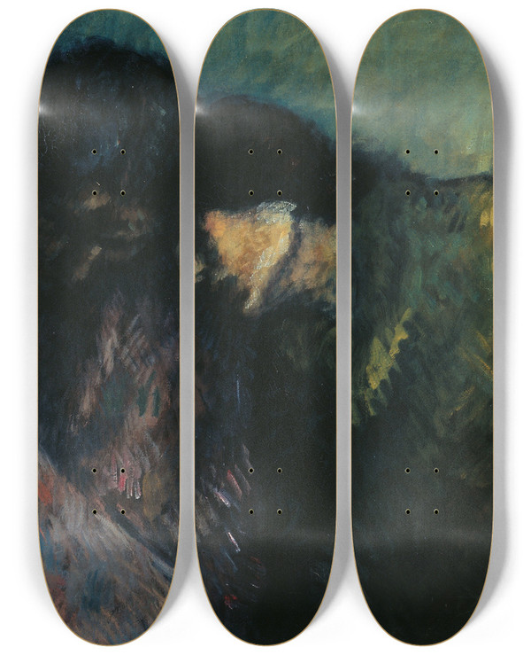 Triptych art skateboard deck of Isidre Nonell Hardship by Isidre Nonell (1872-1911)