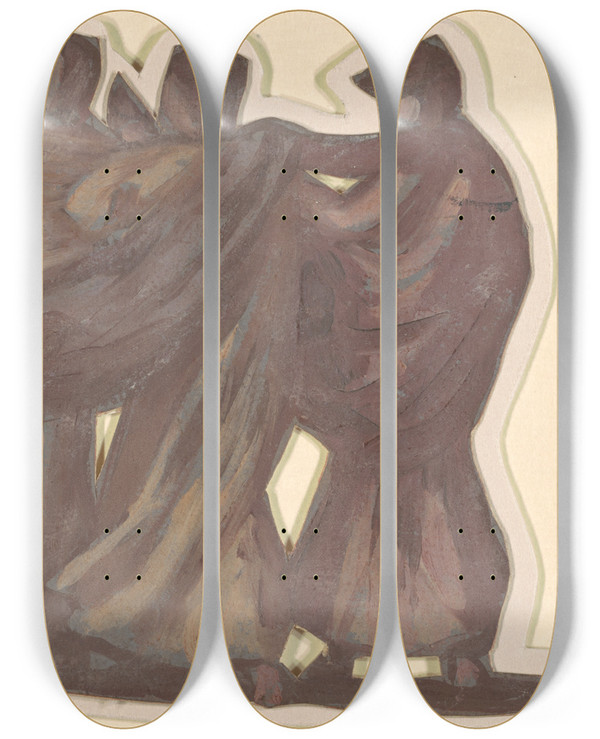 Triptych art skateboard deck of Elihu Vedder Study For Greek Girls Bathing Xviii by Elihu Vedder (1836-1923)
