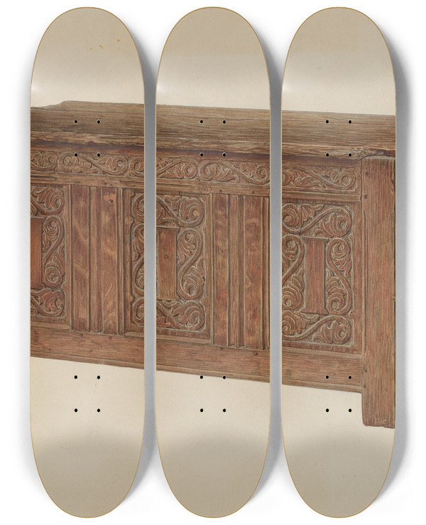 Triptych art skateboard deck of Charles Squires Chest_1 by Charles Squires