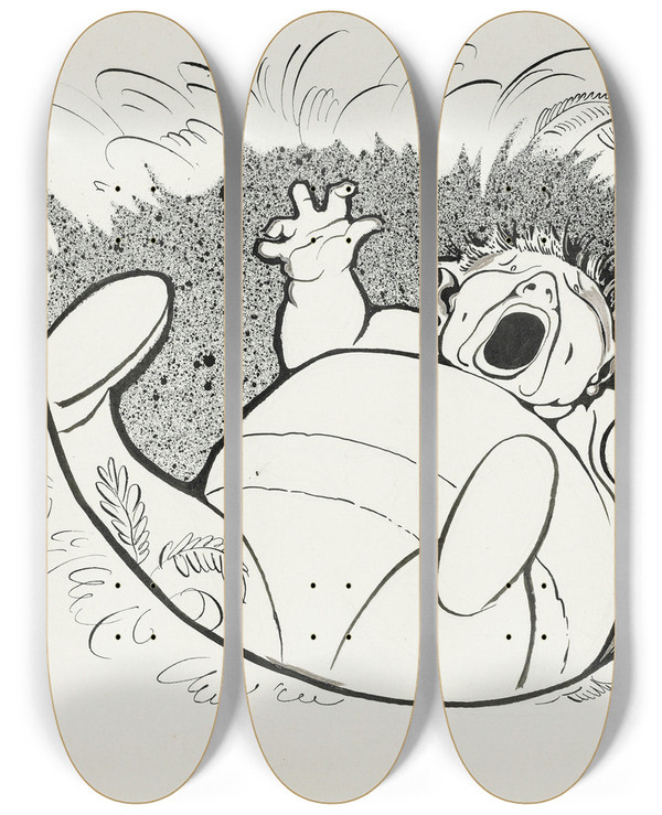 Triptych art skateboard deck of Sergey Chekhonin Fediabredia Pl 7 by Sergey Chekhonin (1878-1936)