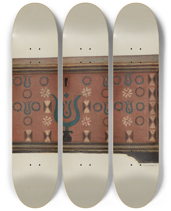 Triptych art skateboard deck of Austin L Davison Pa German Chest by Austin L Davison