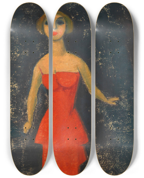 Triptych art skateboard deck of Karl Wiener Bez Halbwelt by Karl Wiener (1901-1949)