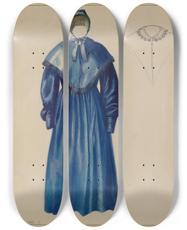 Triptych art skateboard deck of J Howard Iams Dress_1 by J Howard Iams (20-)