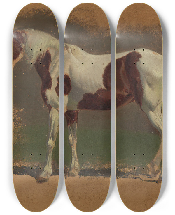 Triptych art skateboard deck of Johann Adam Klein Pferdestudie by Johann Adam Klein (1792-1875)