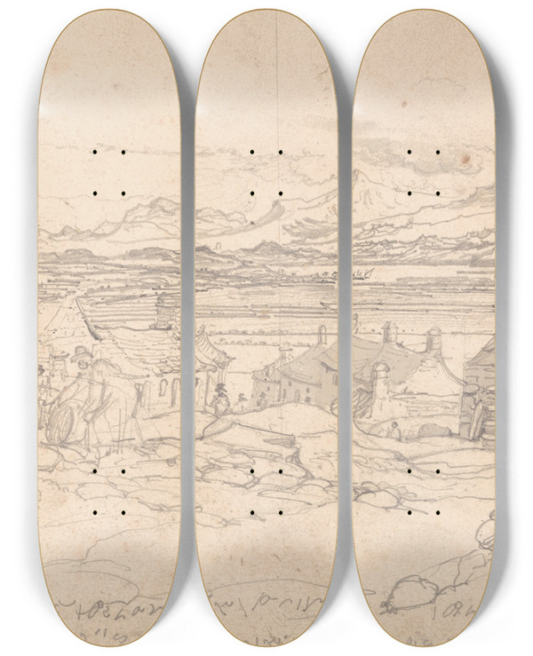 Triptych art skateboard deck of James Ward Harlech by James Ward (1769-1859)