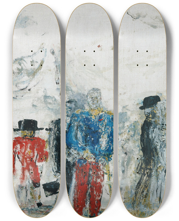 Triptych art skateboard deck of Wilhelm Thny Pause by Wilhelm Thony (1888-1949)