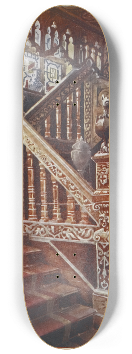 Edwin Foley - Carved oaken stairway, Godinton 8.25 inch art skate deck
