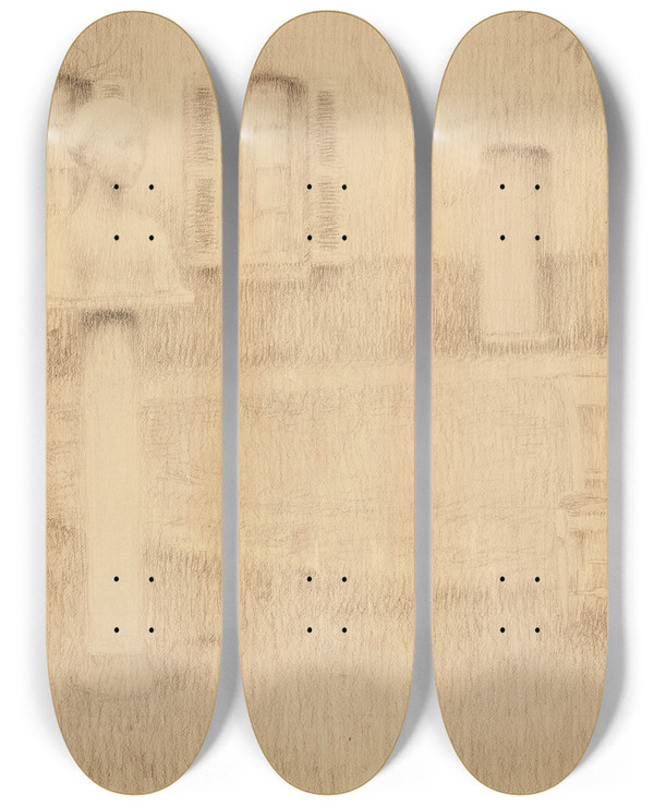 Triptych art skateboard deck of Henri Le Sidaner Le Buste by Henri Le Sidaner (1862-1939)
