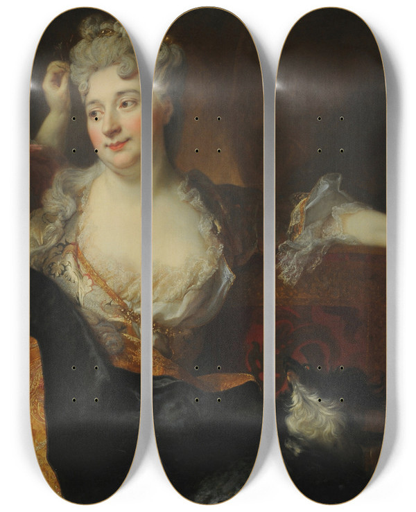 Triptych art skateboard deck of Nicolas De Largillire Portrait Of Margueriteelisabeth Forest De Largillierre And Her Son Nicolas by Nicolas de Largillire (1656-1746)