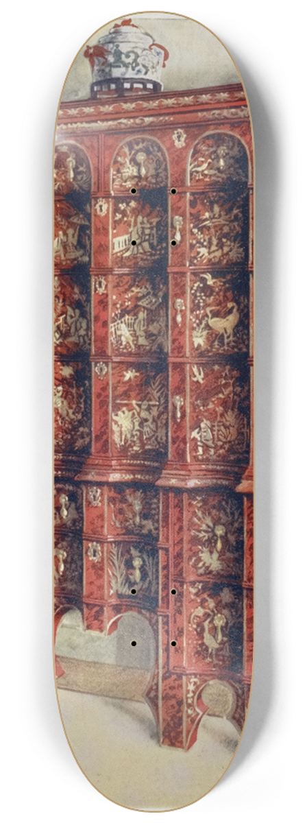 Edwin Foley - Red and gilt lacquer double chest of drawers 8.25 inch art skate deck