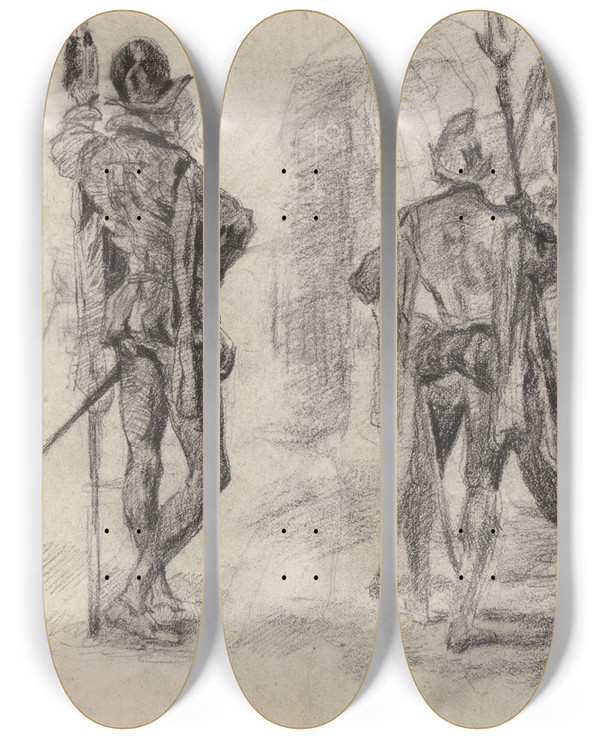 Triptych art skateboard deck of James Ensor Don Quixote_8 by James Ensor (1860-1949)