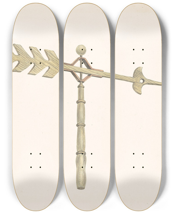Triptych art skateboard deck of Frank Eiseman Weather Vane by Frank Eiseman