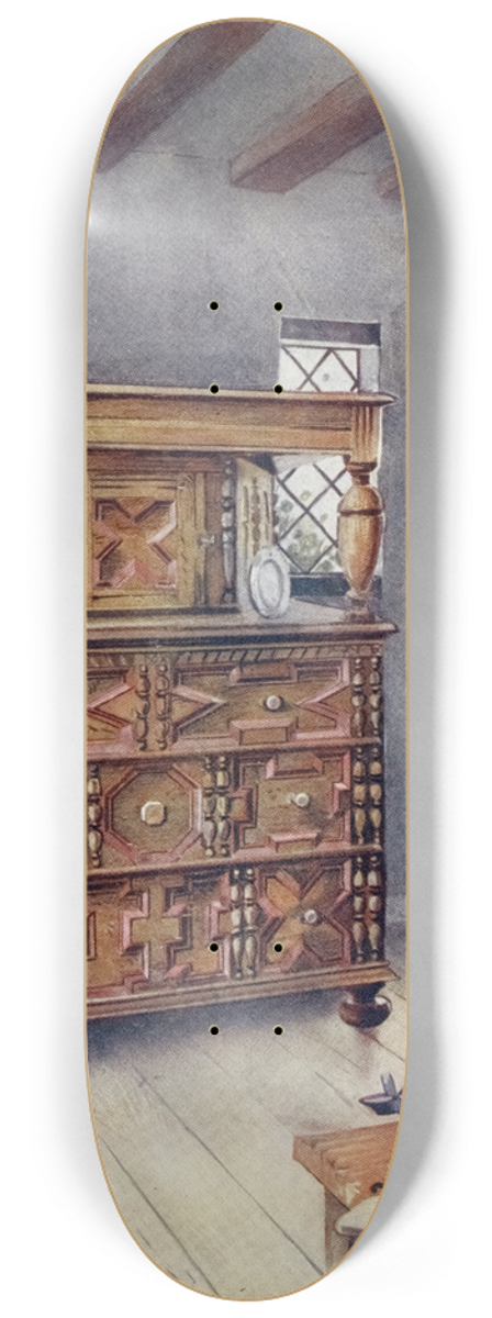 Edwin Foley - The Putnam cupboard of English oak and cedar, Carved settle of American Oak 8.25 inch art skate deck