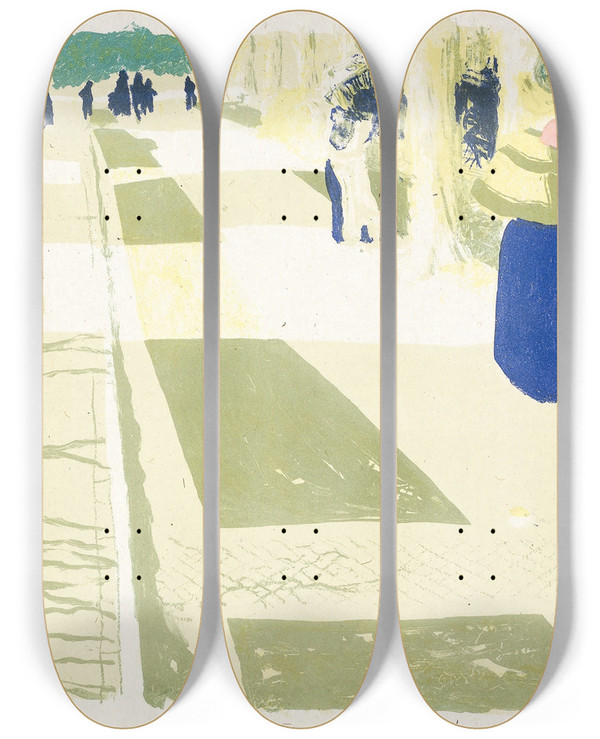 Triptych art skateboard deck of Douard Vuillard The Avenue by douard Vuillard (1868-1940)