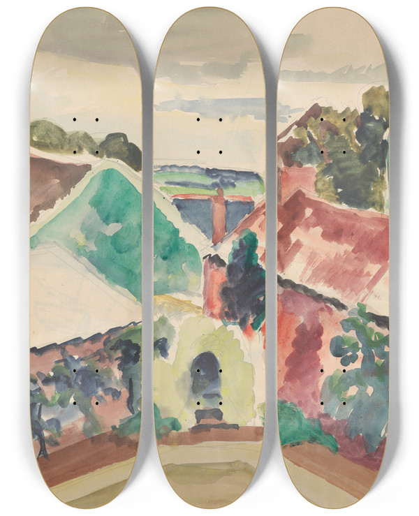 Triptych art skateboard deck of Frederick Porter Sketchbook 2 by Frederick Porter (1883-1944)
