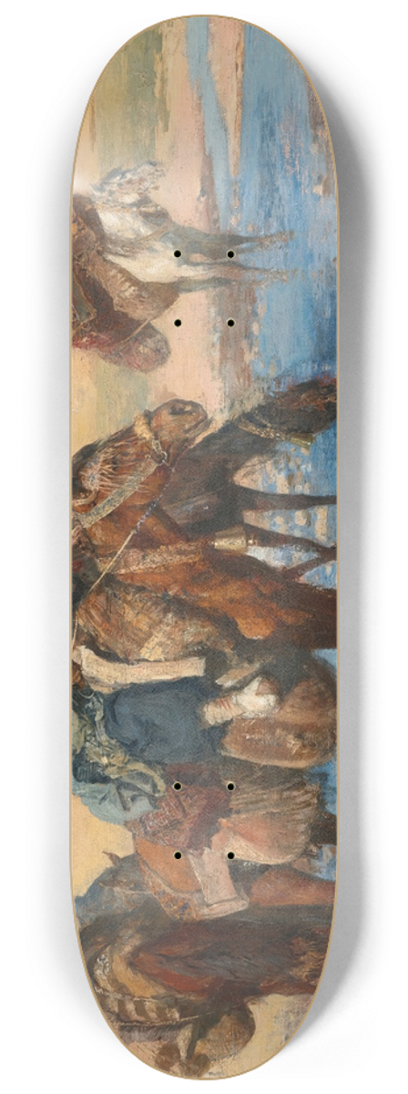 Edwin Lord Weeks - Horses At The Ford  Persia 8.25 inch art skate deck