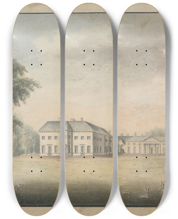 Triptych art skateboard deck of William Beilby Stanwich Park Yorkshire by William Beilby (1740-1819)
