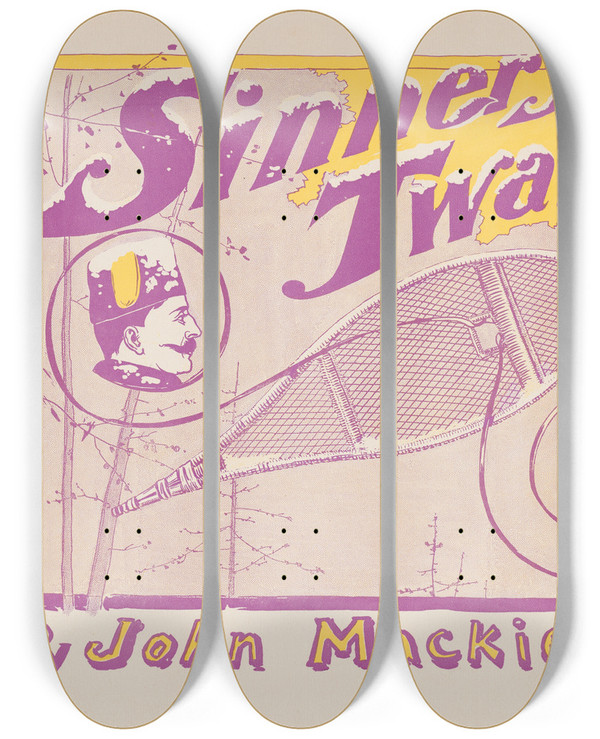 Triptych art skateboard deck of Awb Lincoln Sinners Twain by A.W.B. Lincoln (19-20-)