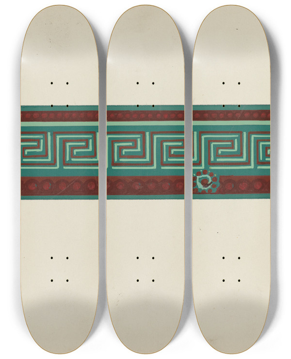 Triptych art skateboard deck of John Garay Wall Paper Border_2 by John Garay