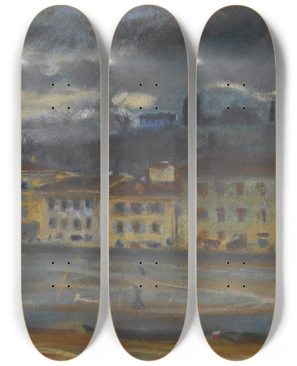 Triptych art skateboard deck of Bohumil Kubita Florence by Bohumil Kubista (1884-1918)