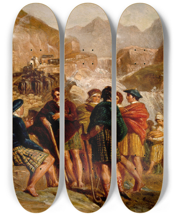 Triptych art skateboard deck of Joshua Cristall Highlanders Consulting by Joshua Cristall (1765-1847)