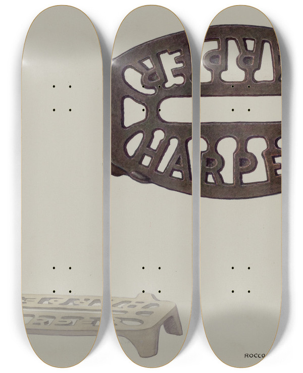 Triptych art skateboard deck of Rocco Navigato Trivet by Rocco Navigato (20-)