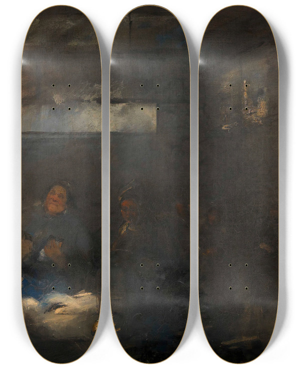 Triptych art skateboard deck of Carl Von Merode Fischmarkthalle by Carl Von Merode (1853-1909)