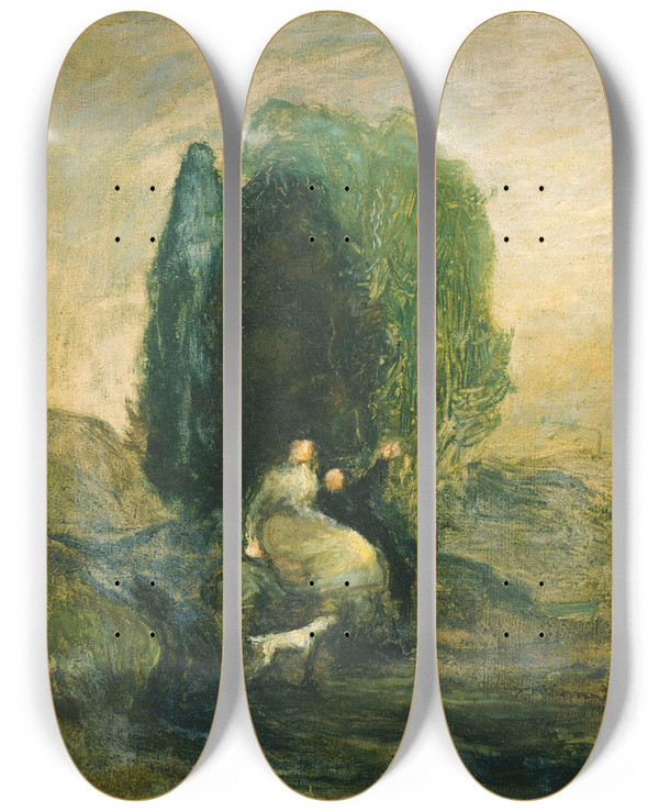 Triptych art skateboard deck of Robert Loftin Newman The Skylark by Robert Loftin Newman (1827-1912)