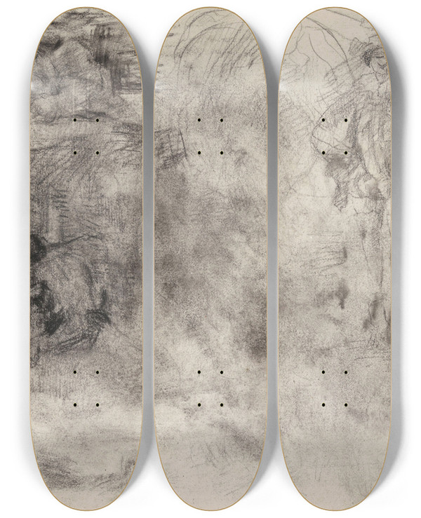 Triptych art skateboard deck of James Ensor Don Quixote_18 by James Ensor (1860-1949)