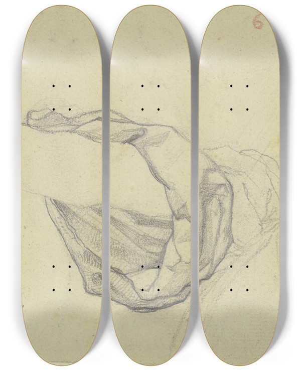 Triptych art skateboard deck of Victor Mller Two Fully Flared Sleeves by Victor Muller (1829-1871)