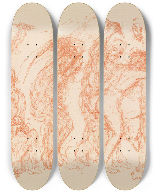 Triptych art skateboard deck of James Ensor Flagellation by James Ensor (1860-1949)