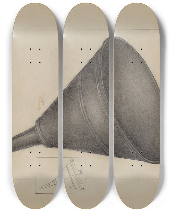 Triptych art skateboard deck of Charles Garjian Funnel_1 by Charles Garjian