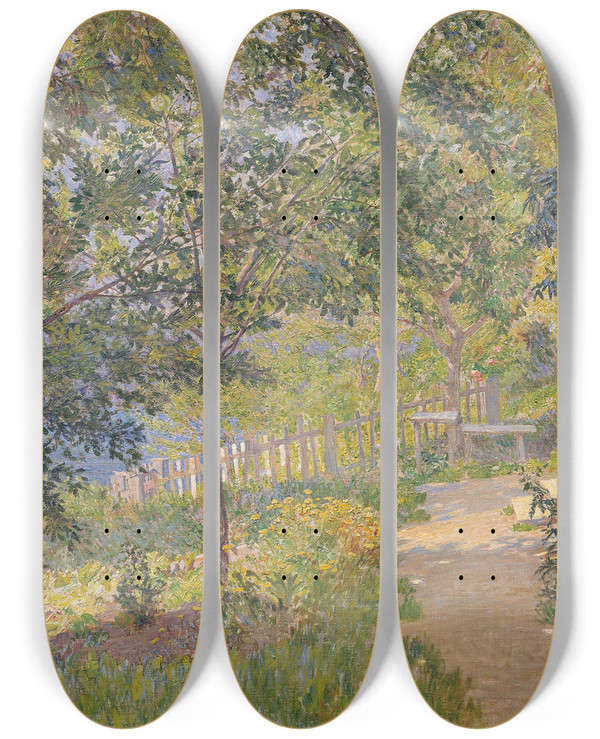 Triptych art skateboard deck of Carl Mller Motiv Aus Mattsee by Carl Muller (1818-1893)