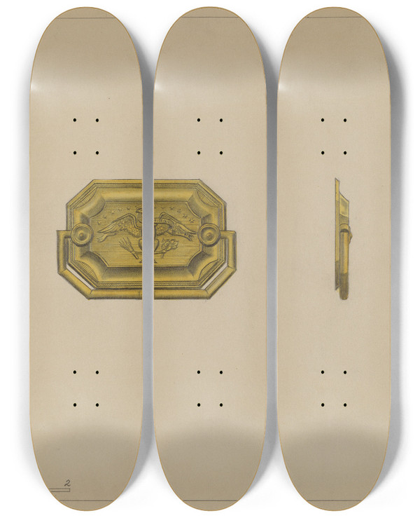 Triptych art skateboard deck of Janet Riza Drawer Pull_18 by Janet Riza (20-)