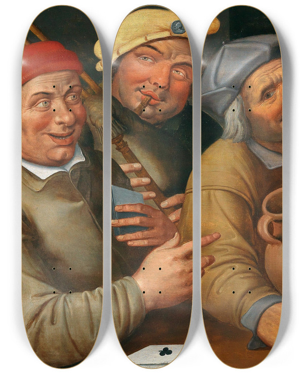 Triptych art skateboard deck of Workshop Of Jan Massys A Merry Company by Workshop Of Jan Massys (1509-1575)