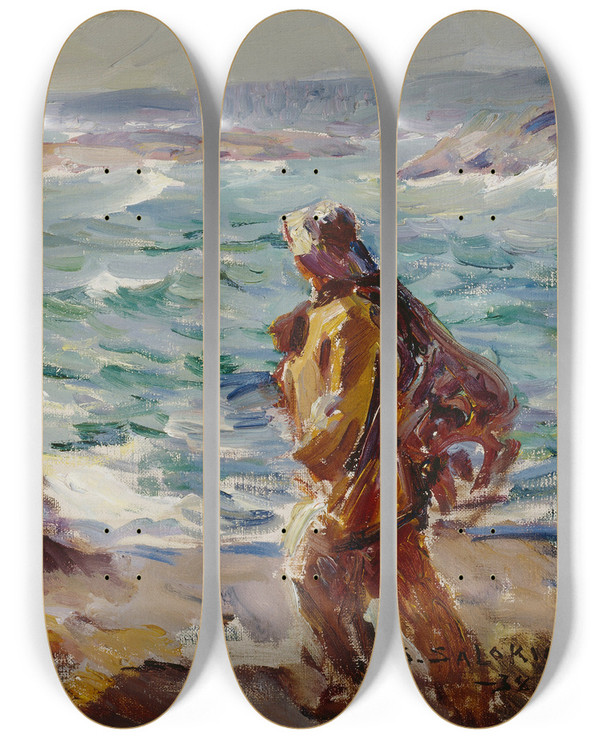 Triptych art skateboard deck of Santeri Salokivi Towards The Sun by Santeri Salokivi (1886-1940)