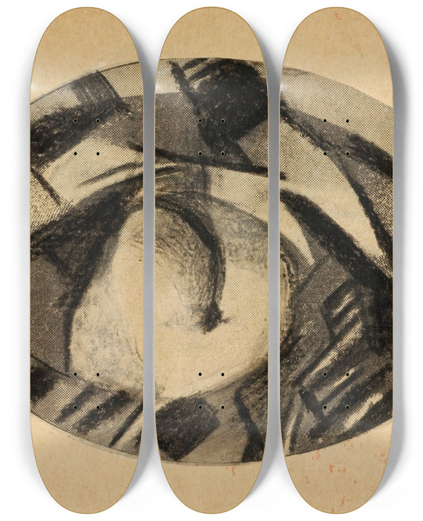 Triptych art skateboard deck of Carl Newman Abstract_2 by Carl Newman (1858-1932)