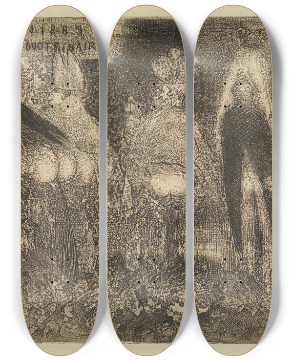 Triptych art skateboard deck of James Ensor Doctrinal Nourishment_2 by James Ensor (1860-1949)