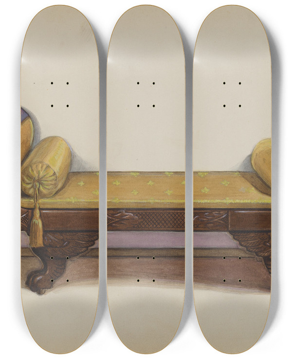Triptych art skateboard deck of Charles Cullen Settee by Charles Cullen (20-)