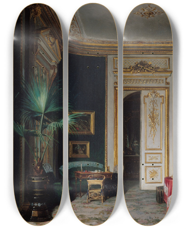 Triptych art skateboard deck of Sbastiencharles Giraud Salon De Lhtel Wendel Rue De Clichy by Sbastien-Charles Giraud (1819-1892)