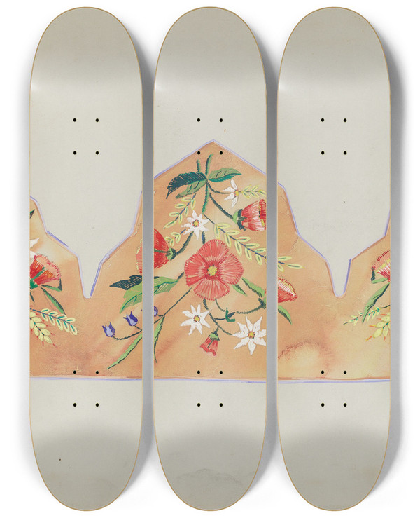 Triptych art skateboard deck of American 20Th Century Textile_7 by American 20Th Century