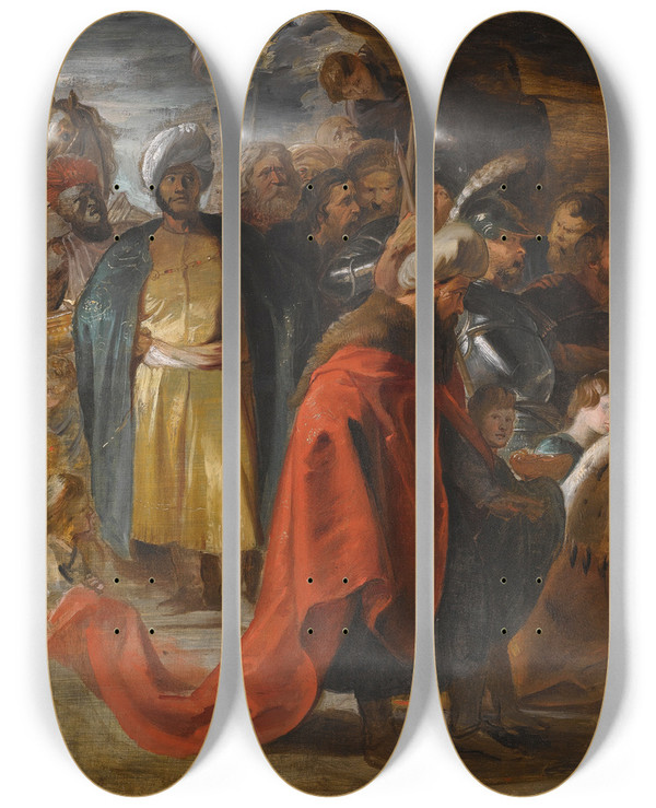 Triptych art skateboard deck of Peter Paul Rubens The Adoration Of The Magi_1 by Peter Paul Rubens (1577-1640)