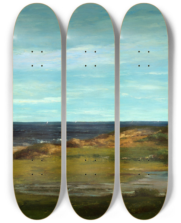 Triptych art skateboard deck of Gustave Courbet Seascape by Gustave Courbet (1819-1877)