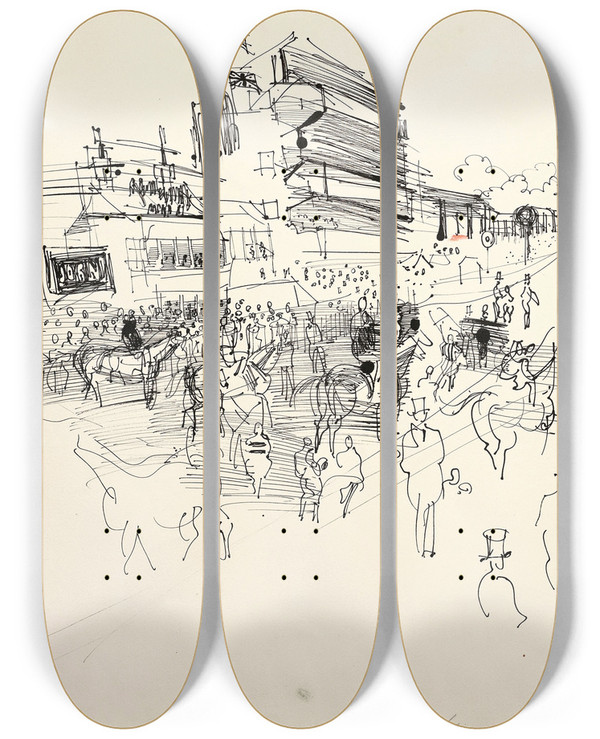 Triptych art skateboard deck of Raoul Dufy Epsom by Raoul Dufy (1877-1953)