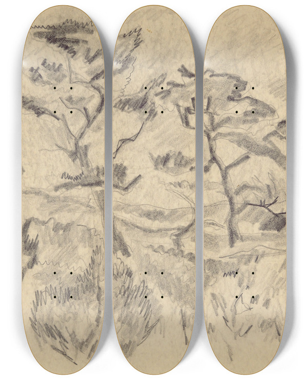 Triptych art skateboard deck of Charles Demuth Landscape Bermuda Orprovincetown_2 by Charles Demuth (1883-1935)