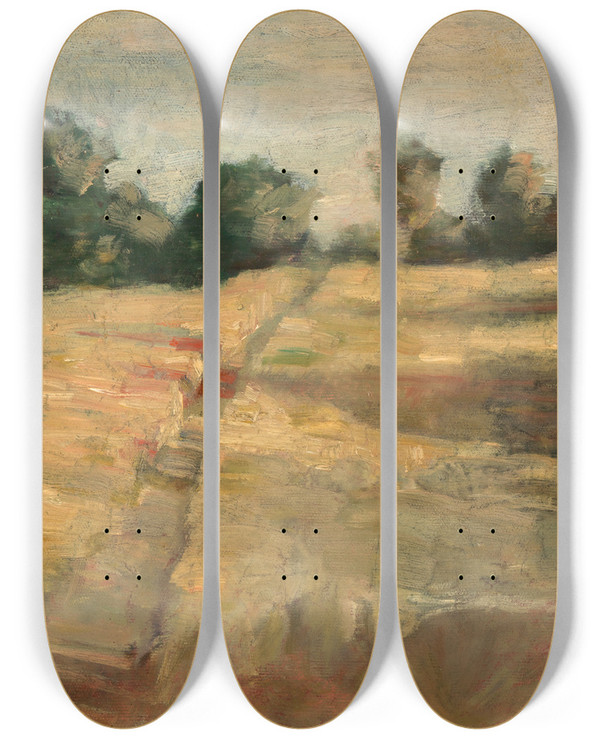 Triptych art skateboard deck of Alice Pike Barney The Field by Alice Pike Barney (1857-1931)