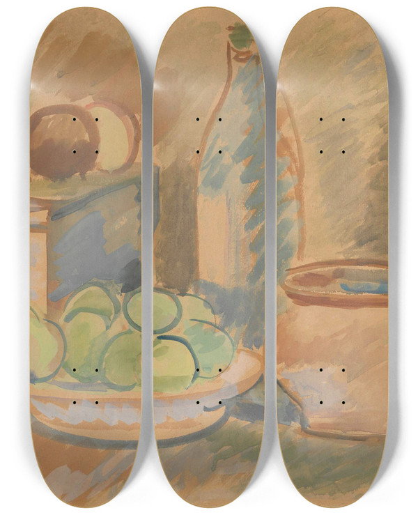 Triptych art skateboard deck of Zygmunt Waliszewski Still Life_3 by Zygmunt Waliszewski (1897-1936)