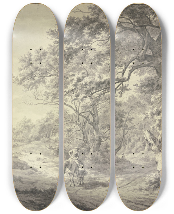 Triptych art skateboard deck of Franciscus Andreas Milatz Edge Of The Forest Near Haarlem by Franciscus Andreas Milatz (1764-1808)