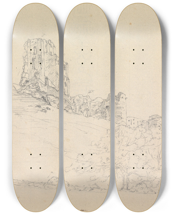 Triptych art skateboard deck of James Moore Corfe Castle by James Moore (1762-1799)