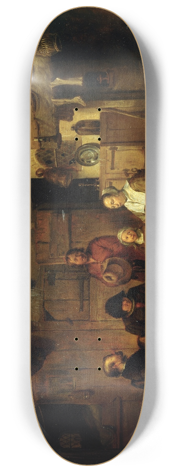 Egbert Van Heemskerck - A Family Praying at the Midday Meal 8.25 inch art skate deck